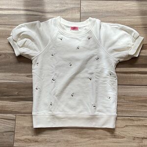 Kate Spade women’s off White Puff-Sleeve Sweatshirt with Bee Embroidery